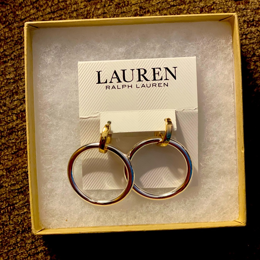 Ralph Lauren hoop earrings, gold and silver